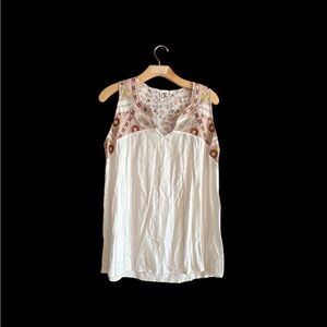 Embroidered White Sleeveless Top